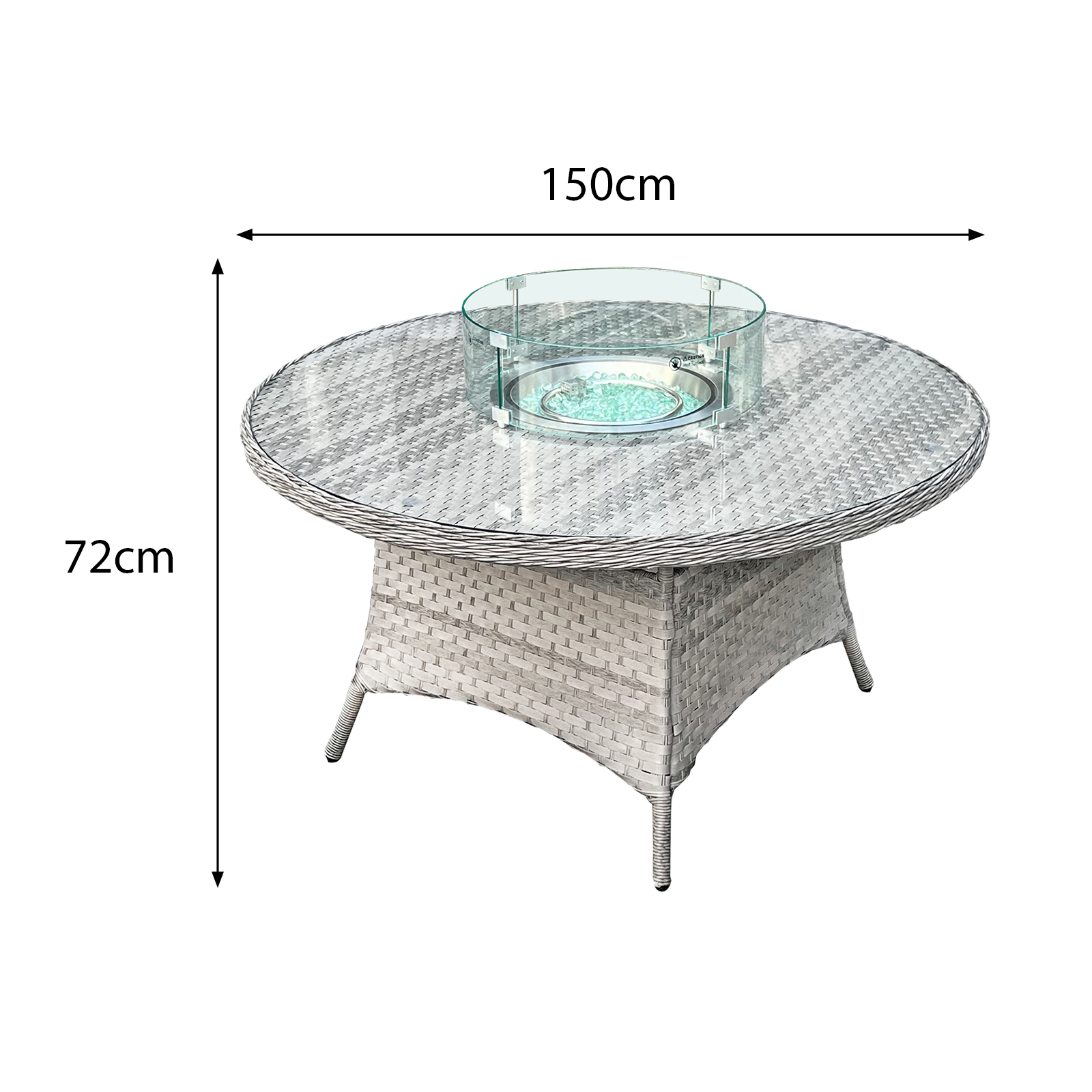 knightsbridge xl rattan 6 seat firepit dining set in dove grey