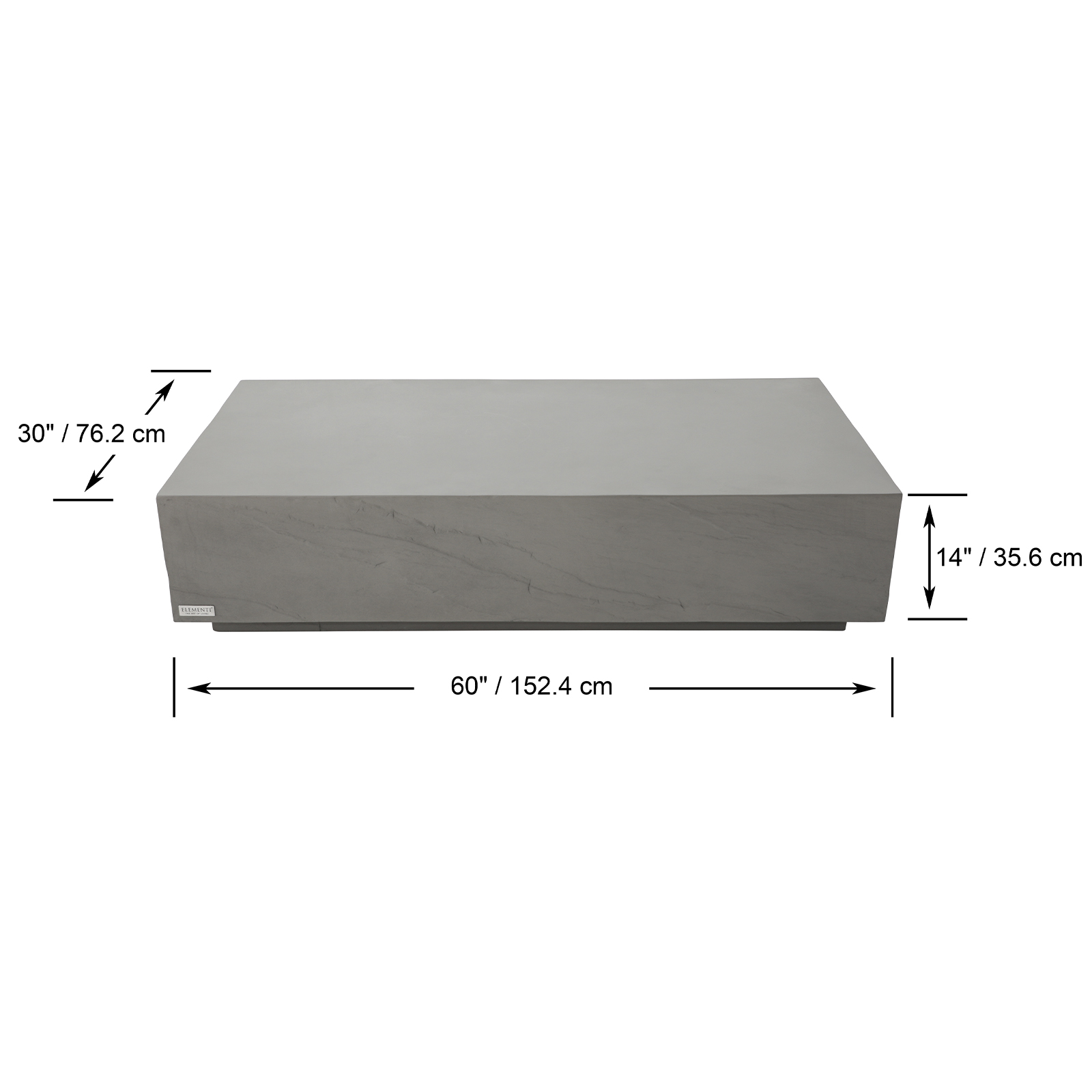 colorado grc rectangular coffee table in space gray