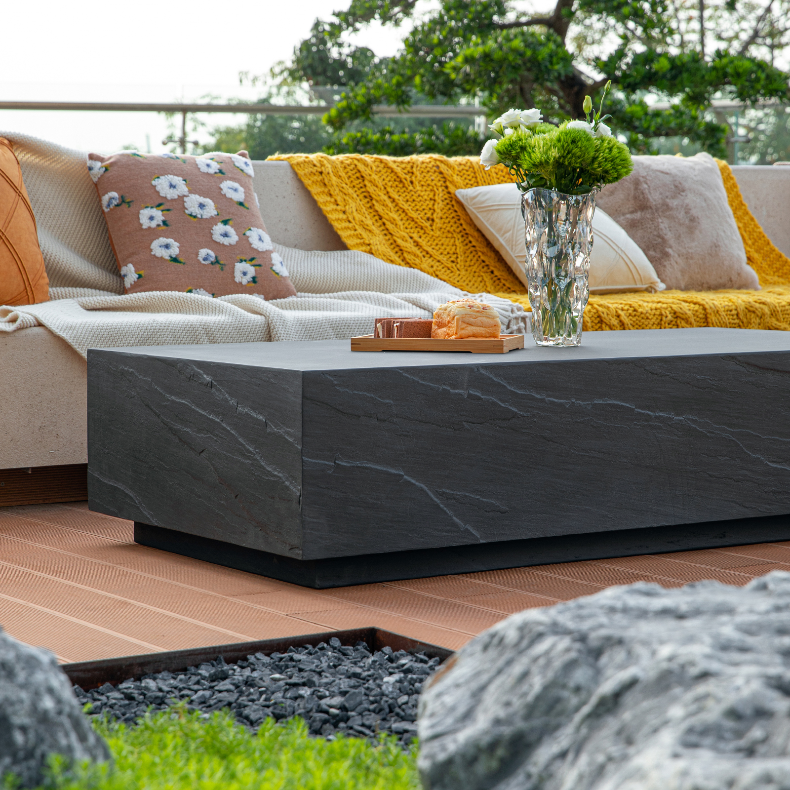 colorado grc rectangular coffee table in slate black