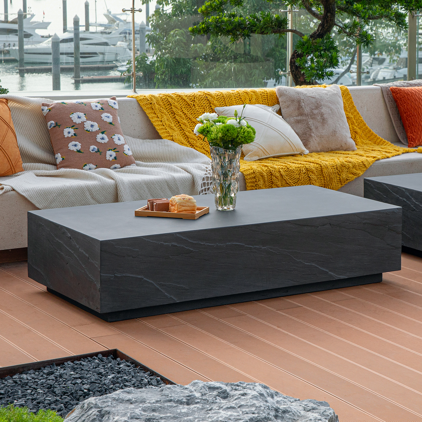 colorado grc rectangular coffee table in slate black