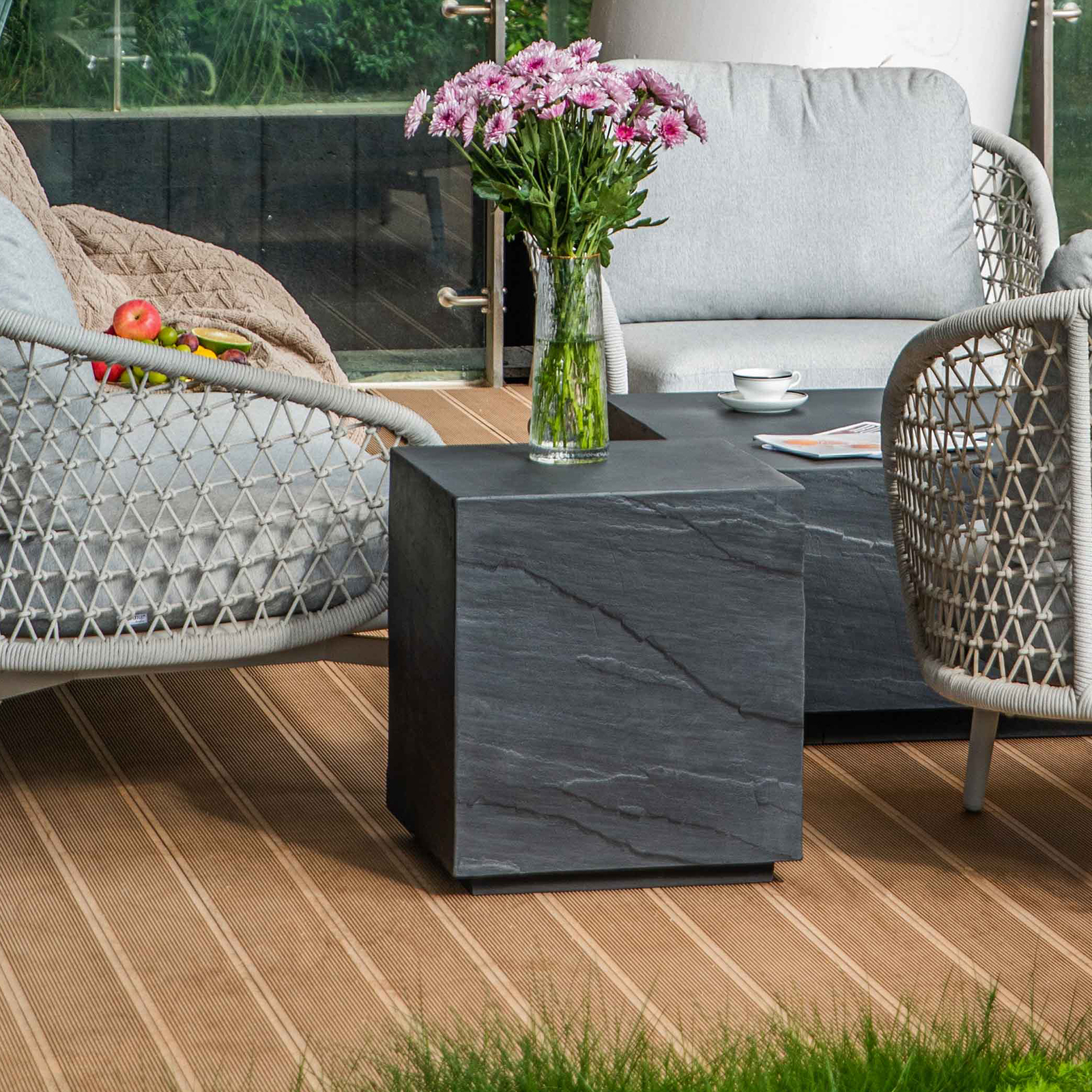 colorado grc side table in slate black
