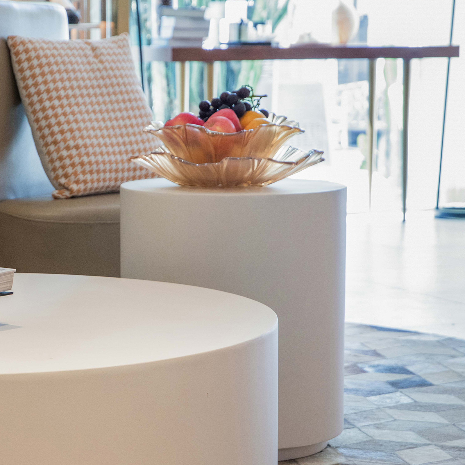 rome grc side table in cream white