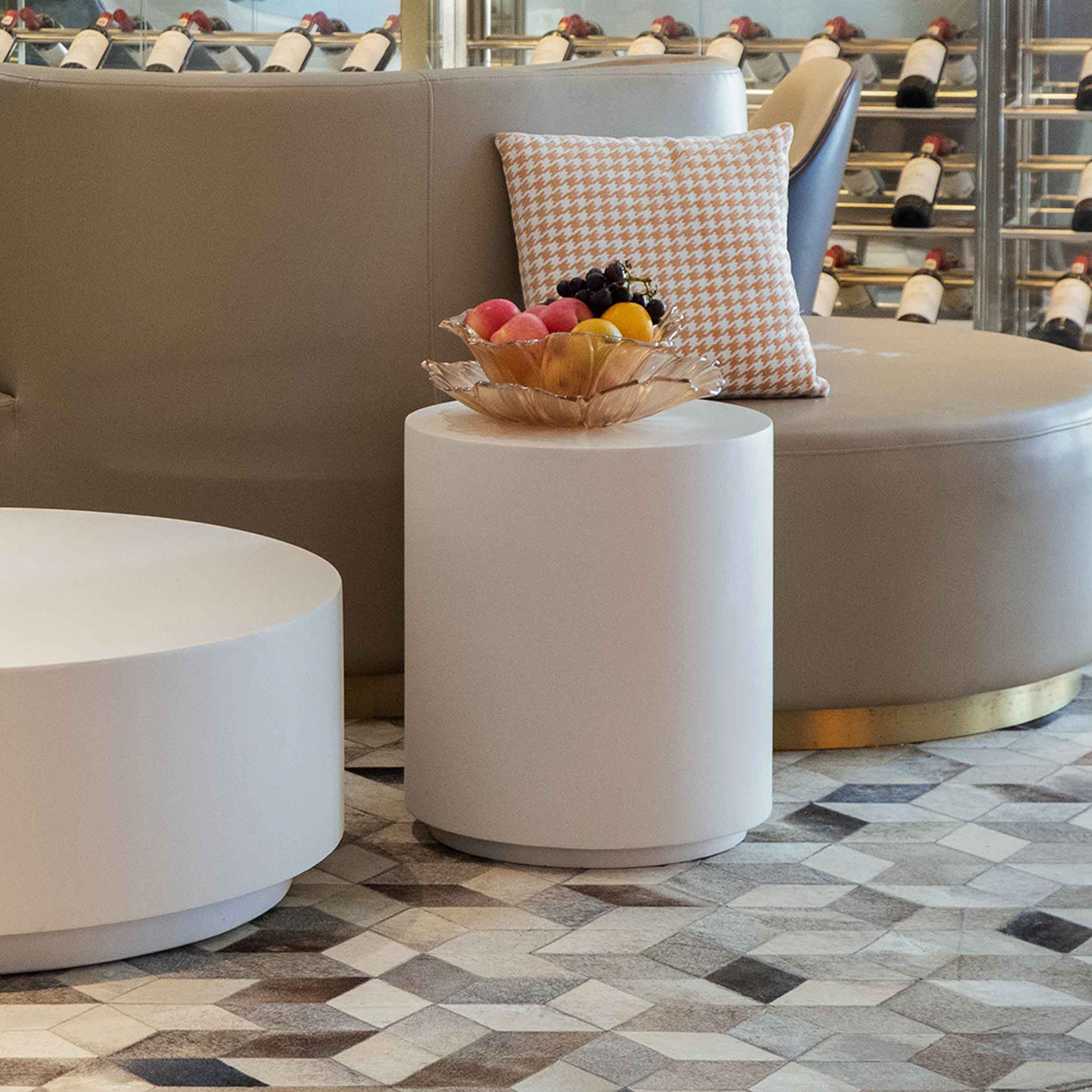 rome grc side table in cream white