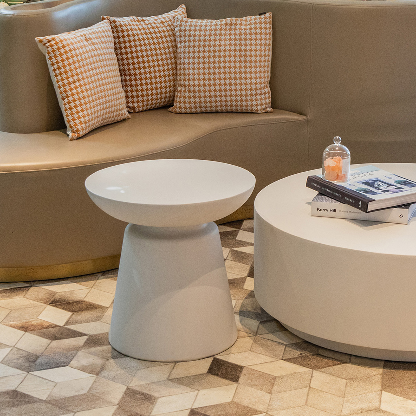 kylix grc side table in cream white