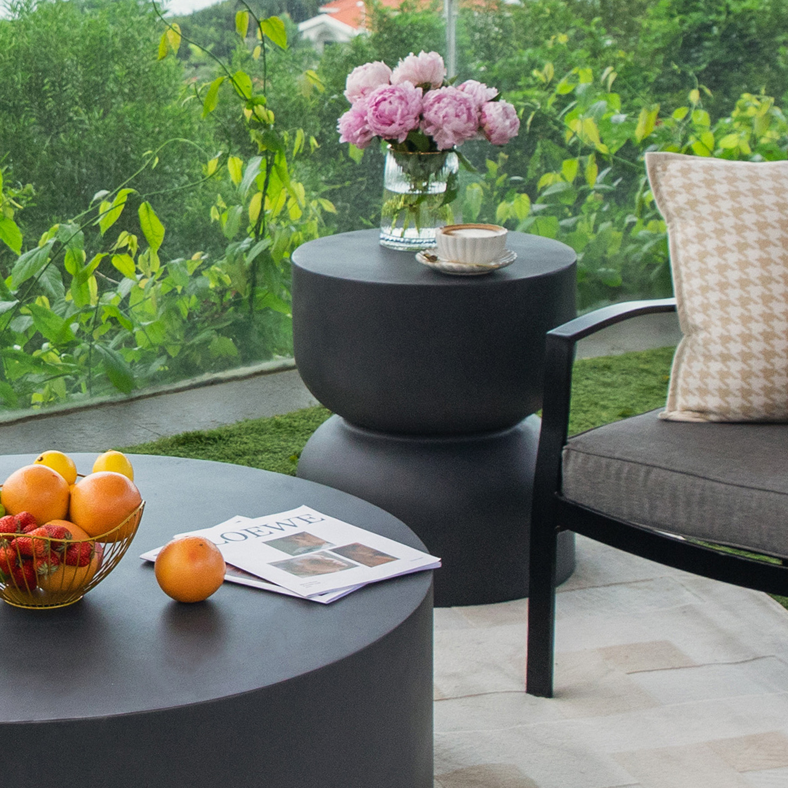 chronos grc side table in slate black