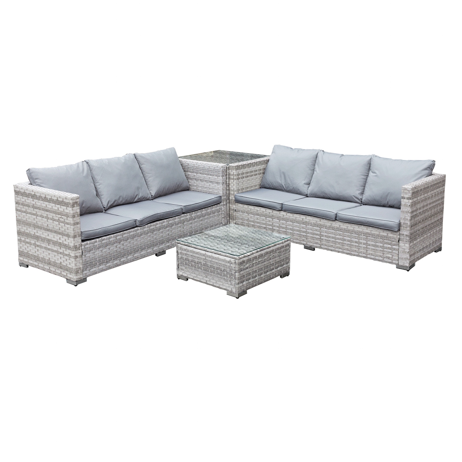 malta rattan 6 seat corner set in dove grey