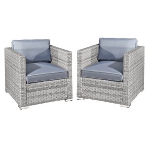 malta rattan 2 seat twin chair set in dove grey