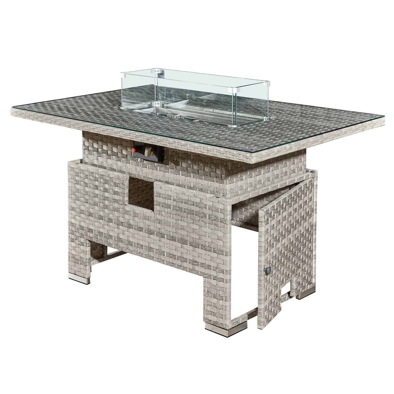 icarus rattan rising firepit table in dove grey