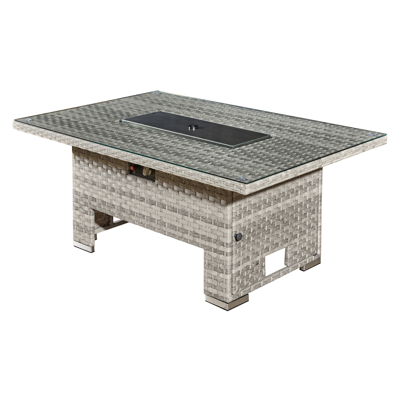 icarus rattan rising firepit table in dove grey
