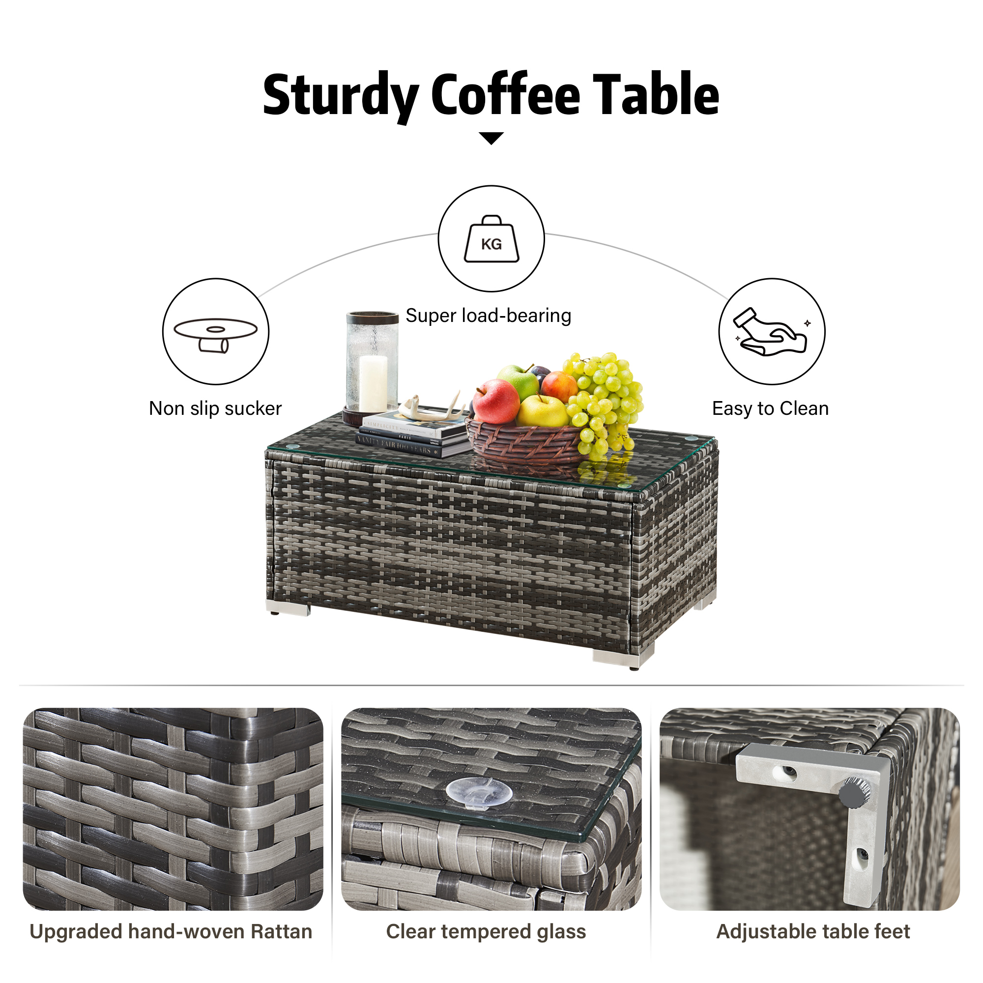 acorn rattan 6 seat corner sofa set in walnut grey