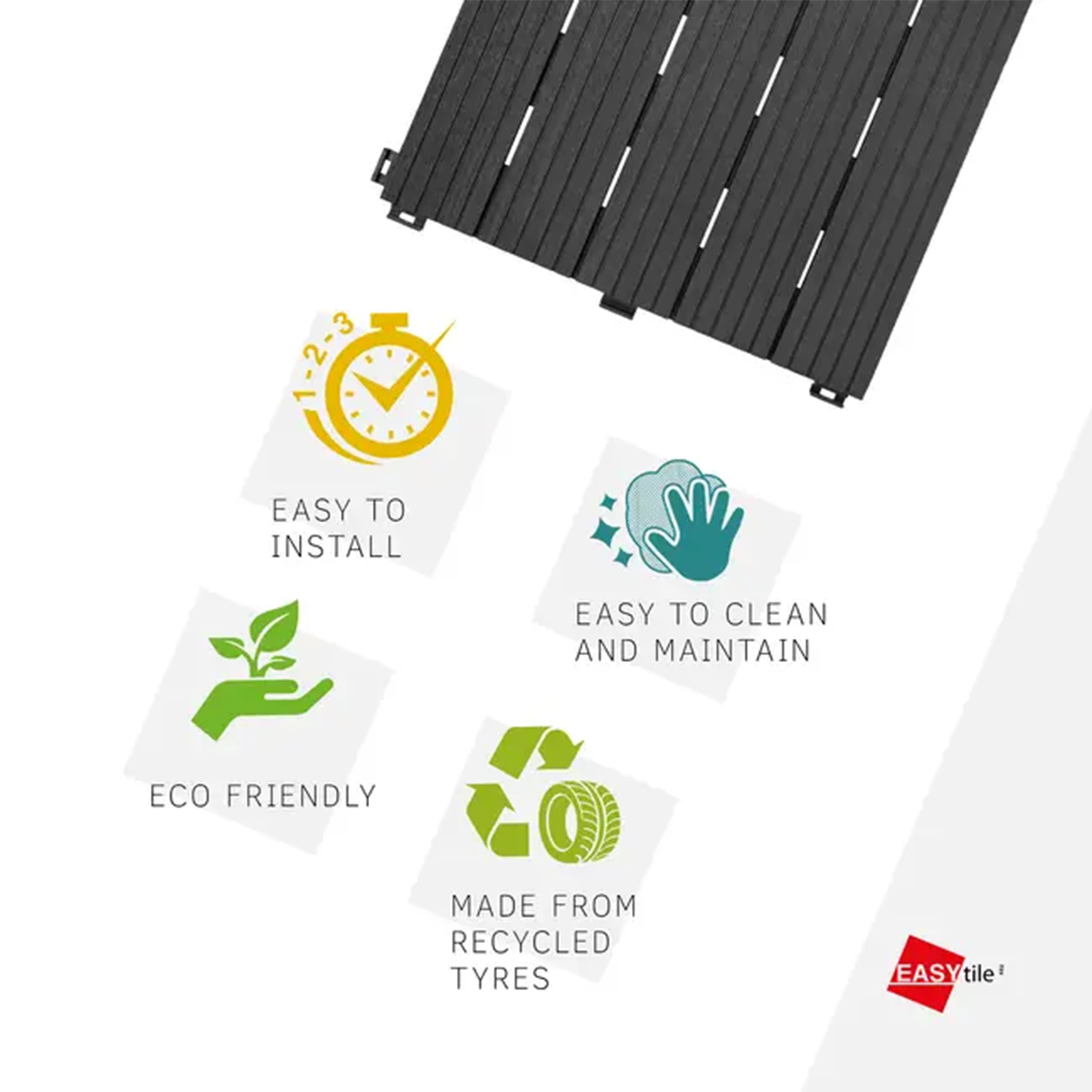 cosmpolitan (pack of 10) eco interlocking 30x30cm decking tiles in graphite