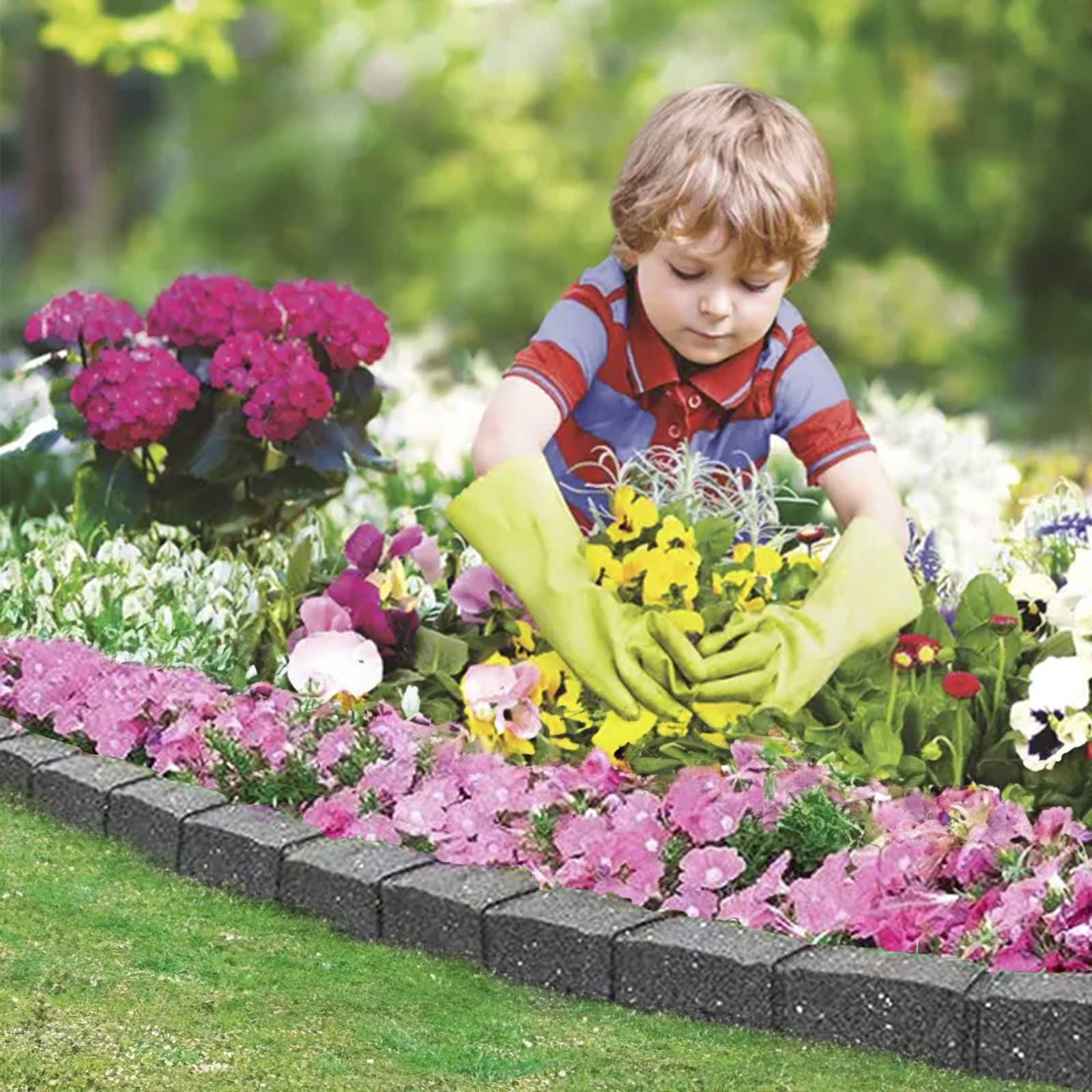roman stone (pack of 4) eco garden border in grey