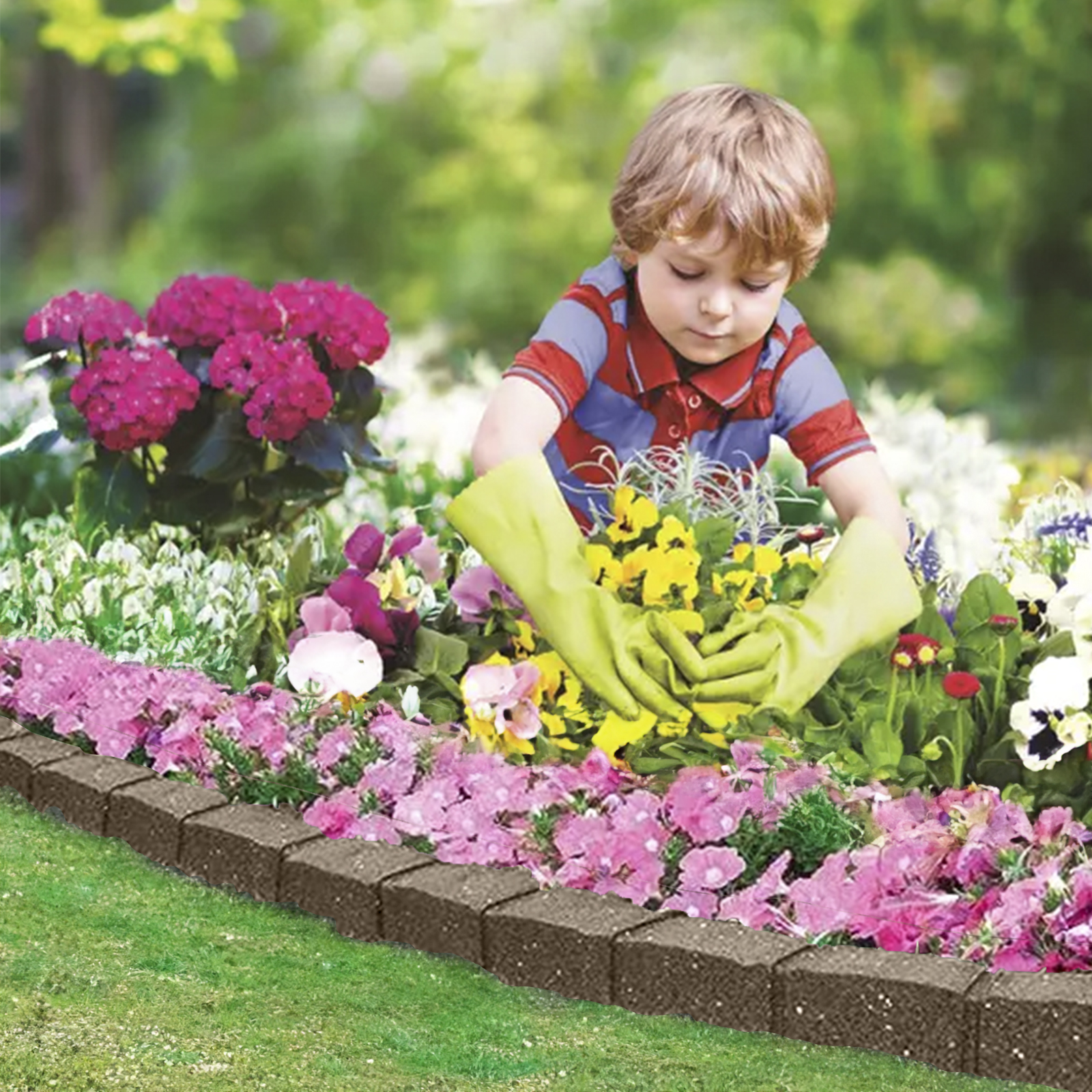 roman stone (pack of 4) eco garden border in earth