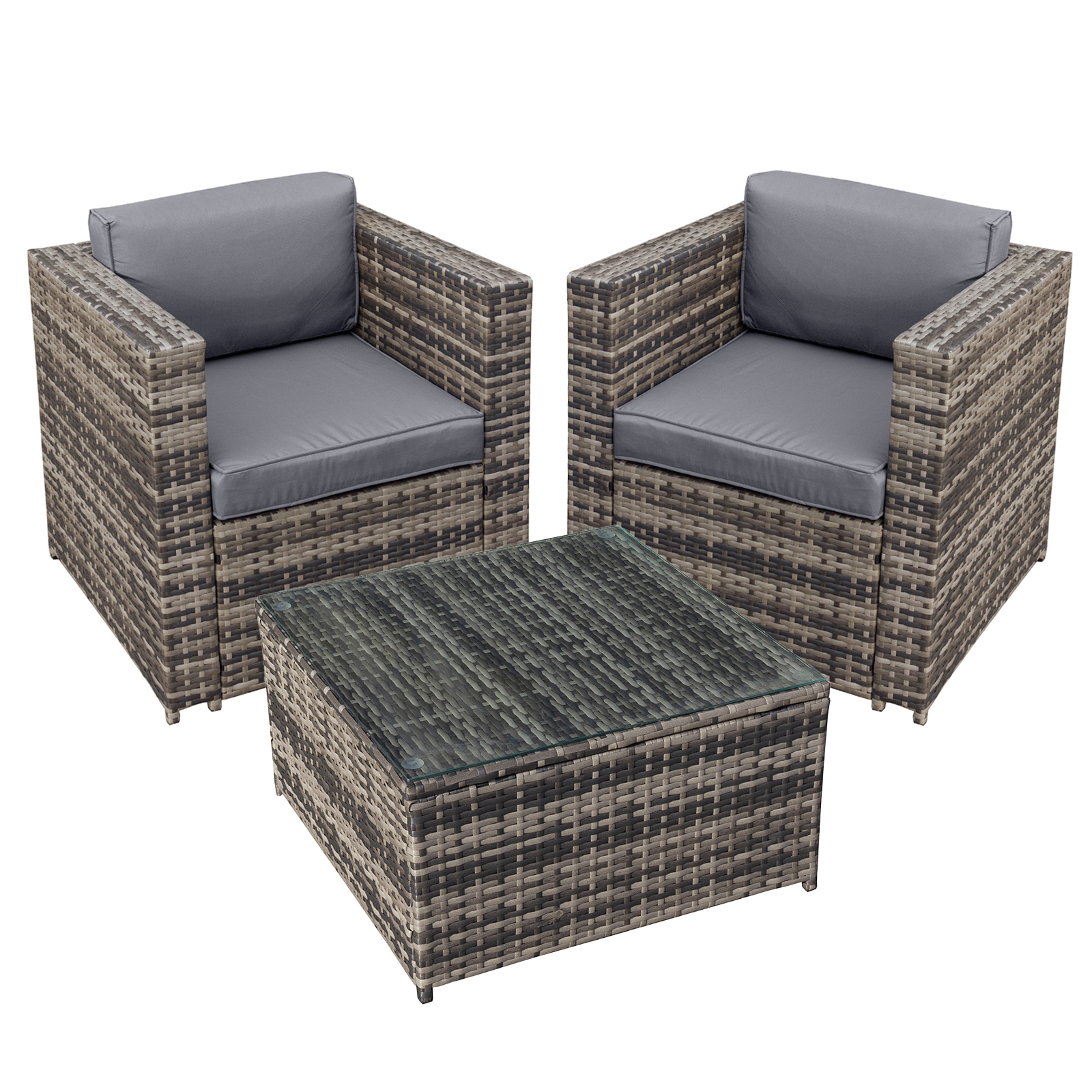 malta rattan 2 seat tea for two set in walnut grey