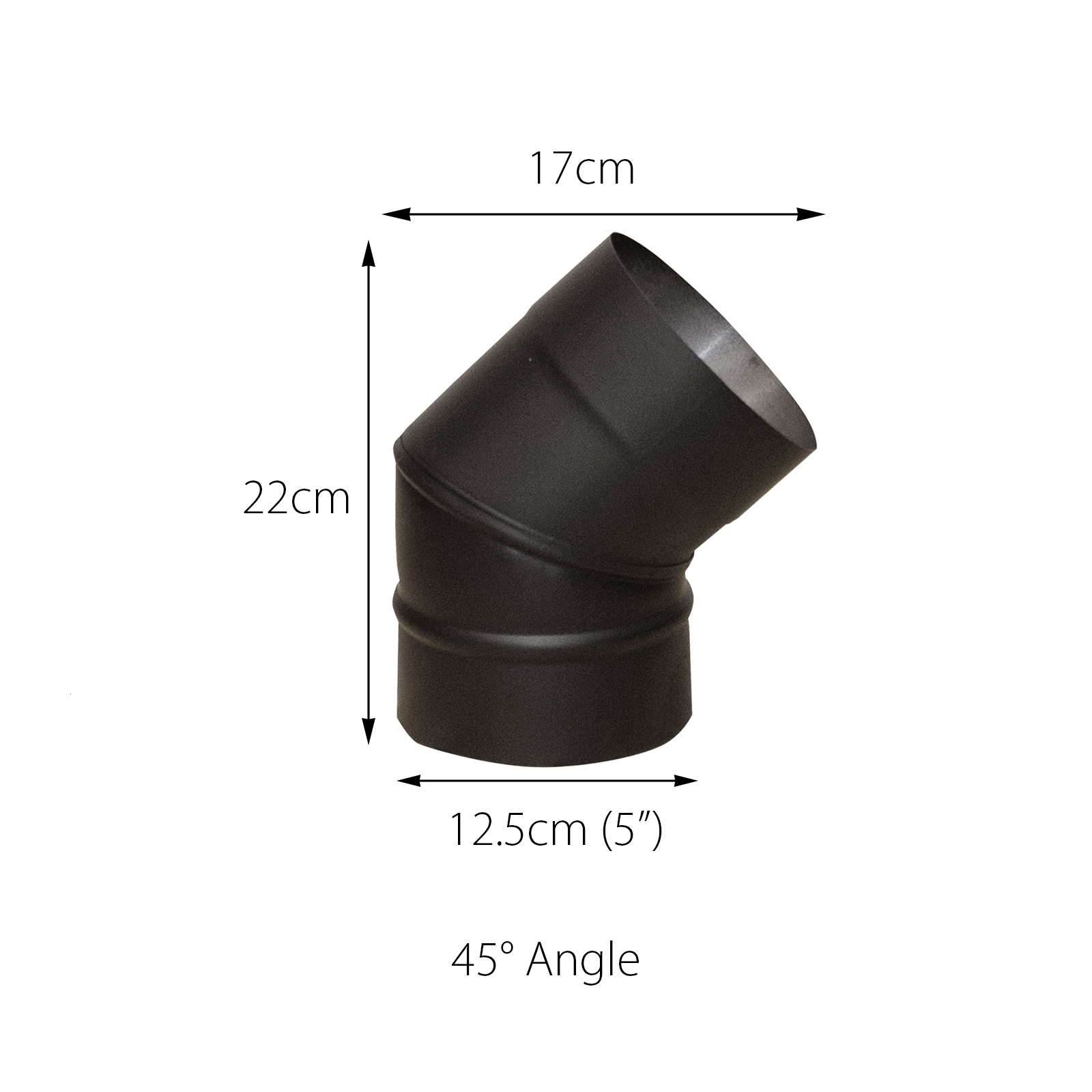 flue pipe 45 degree elbow bend for 5" inch (125mm)