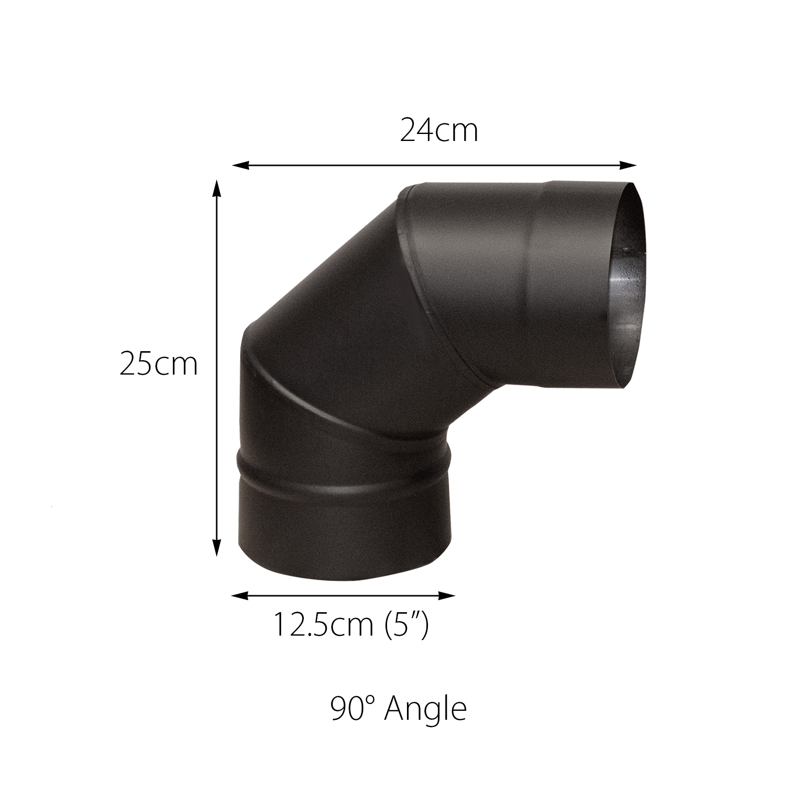 flue pipe 90 degree elbow bend for 5" inch (125mm)