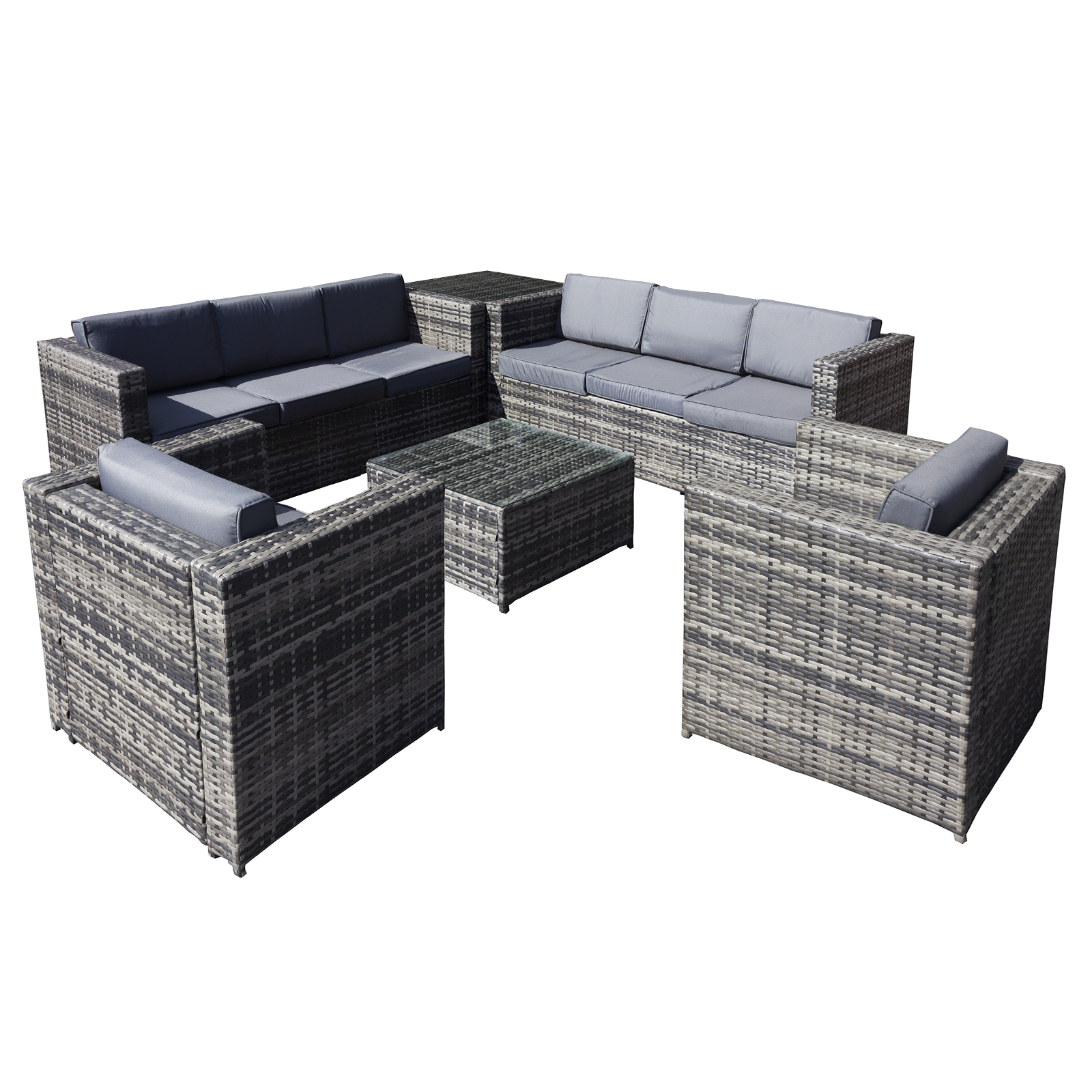 malta rattan 8 seat corner set in walnut grey