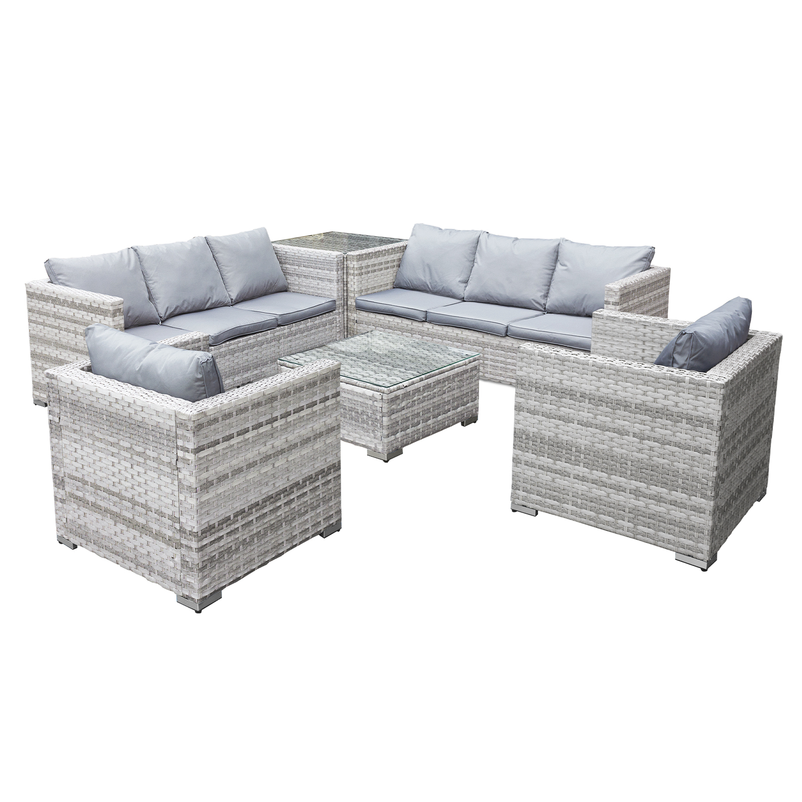 malta rattan 8 seat corner set in dove grey