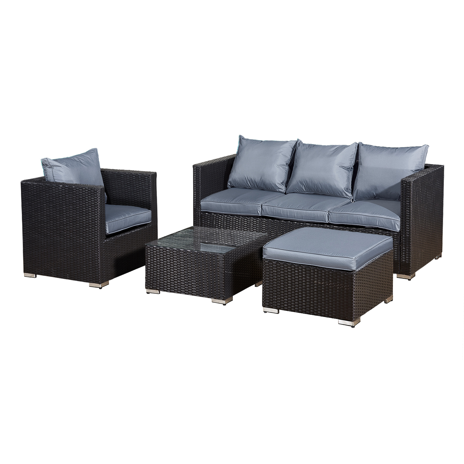 acorn rattan 5 seat lounge sofa set in black