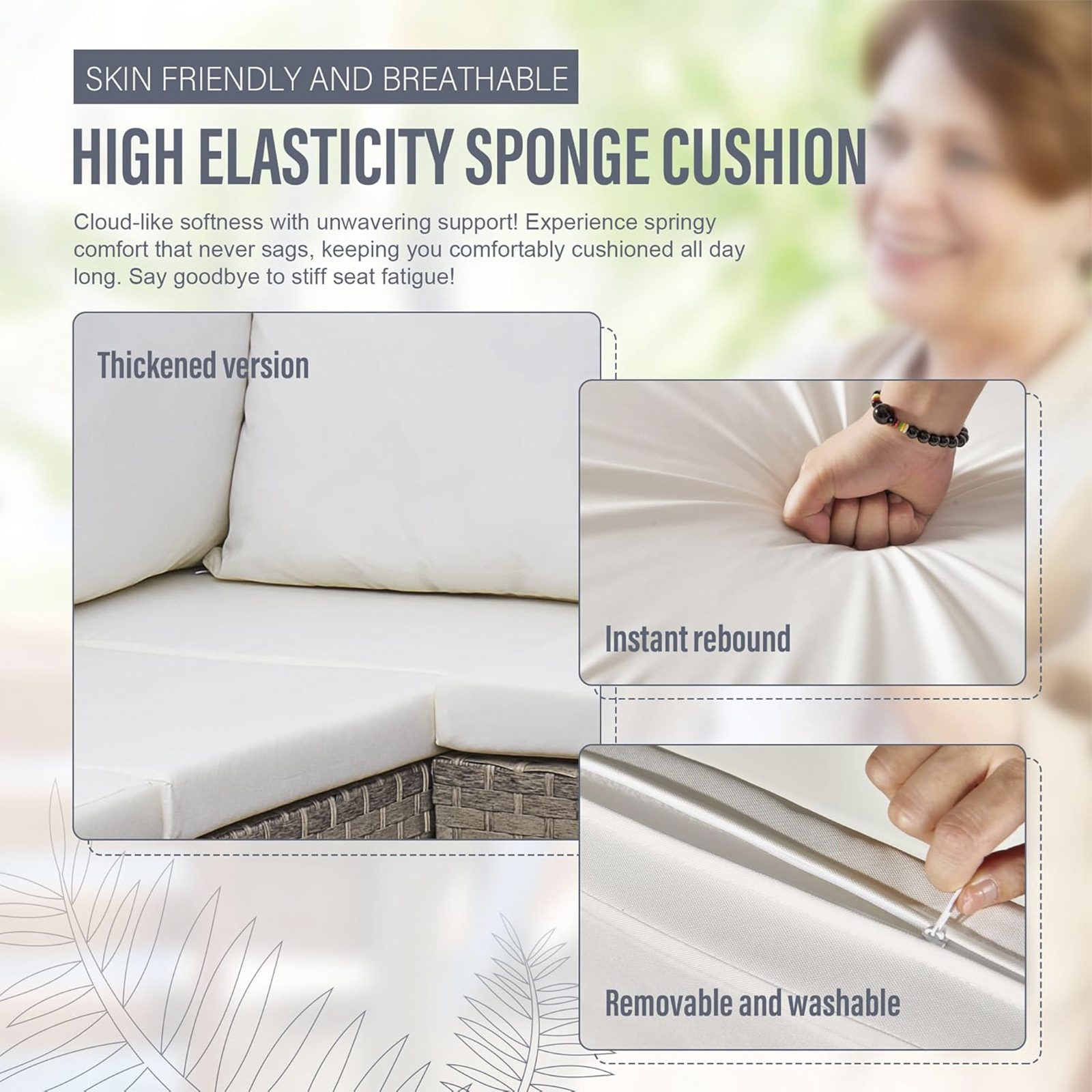 acorn alt rattan 6 seat corner sofa set in dove grey with creamy white cushions