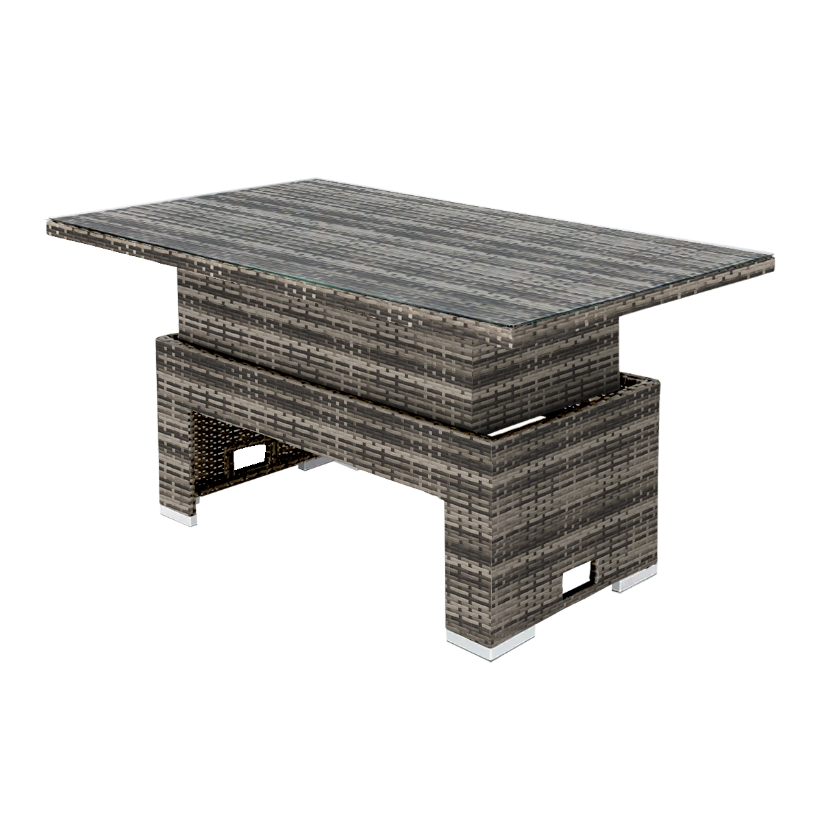 rattan rising table in walnut grey