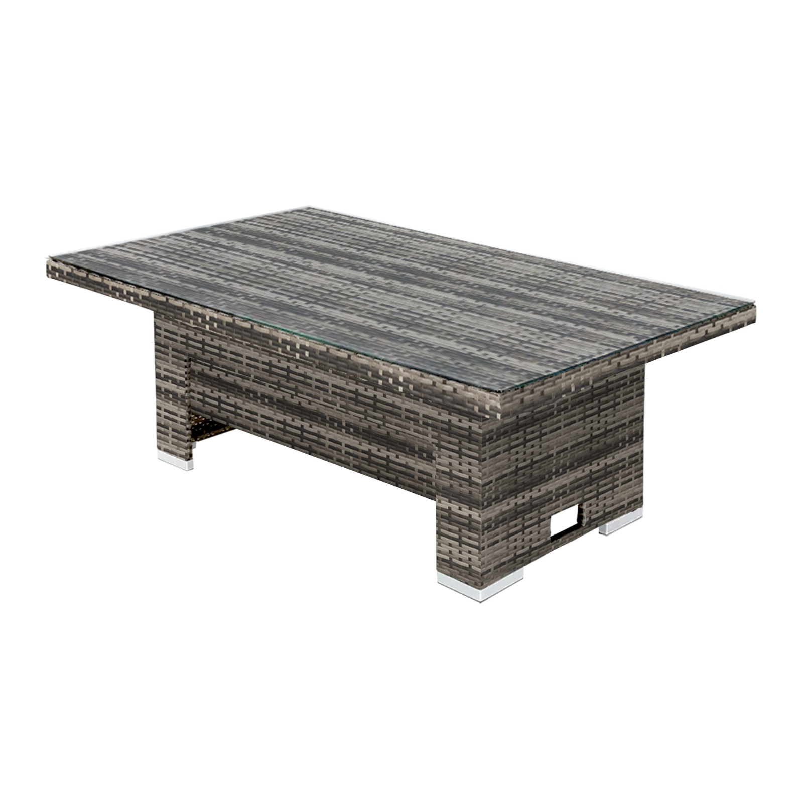 rattan rising table in walnut grey