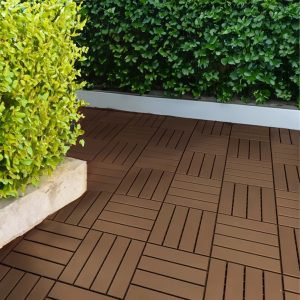 polydeck (pack of 12) woodgrain effect 30x30cm decking tiles in brown