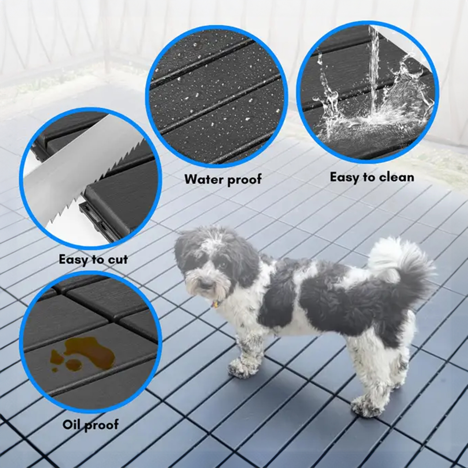 polydeck (pack of 12) woodgrain effect 30x30cm decking tiles in black