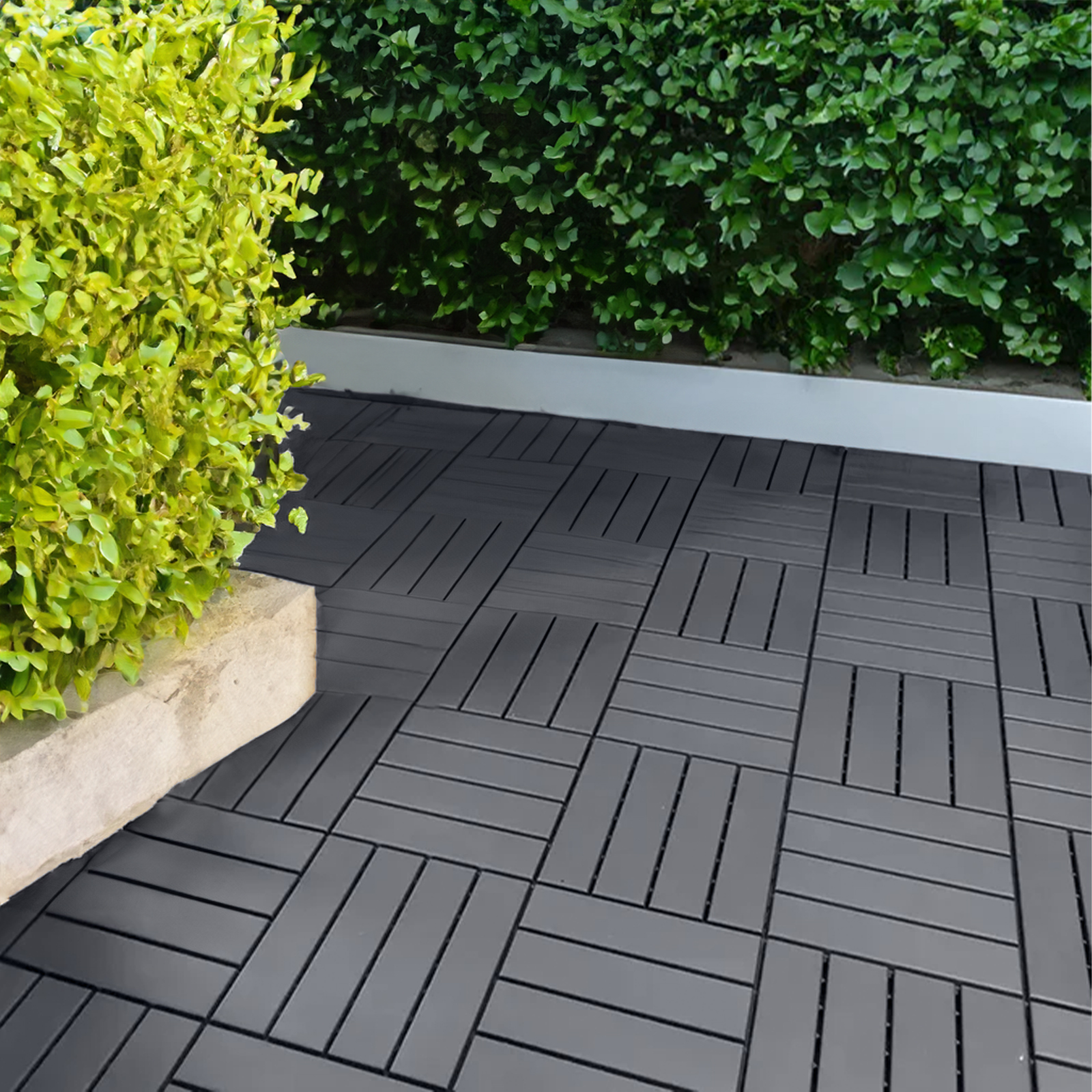 polydeck (pack of 12) woodgrain effect 30x30cm decking tiles in grey