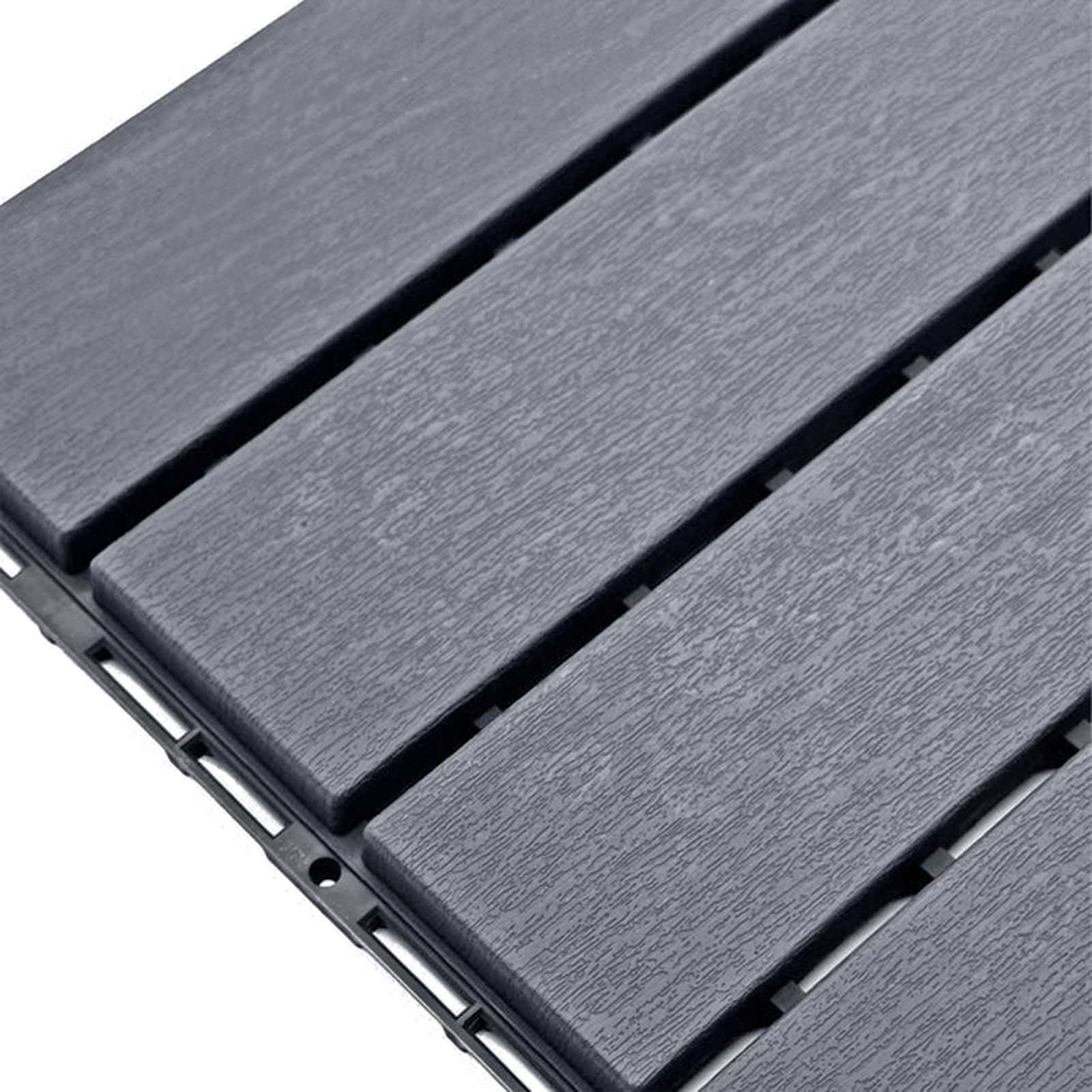 polydeck (pack of 12) woodgrain effect 30x30cm decking tiles in grey
