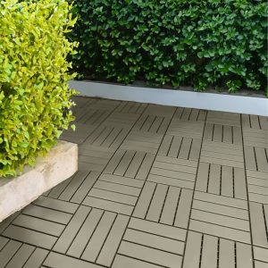 polydeck (pack of 12) woodgrain effect 30x30cm decking tiles in beige