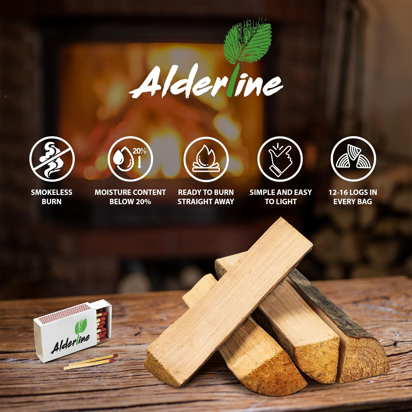 alderline 7kg bag of kiln dried alder firewood