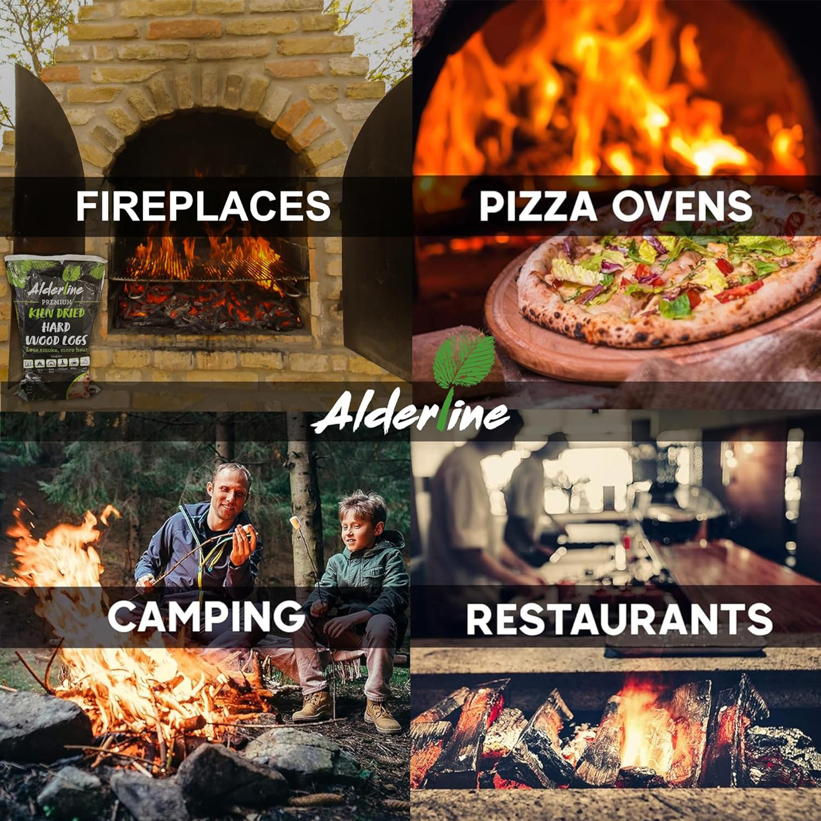 alderline 7kg bag of kiln dried birch firewood