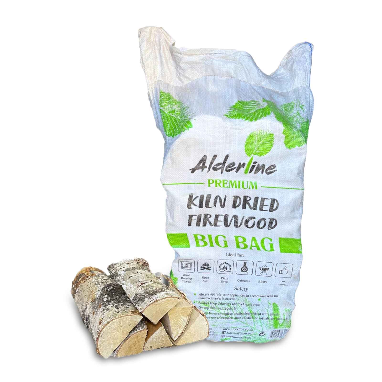 alderline 20kg bag of kiln dried birch firewood