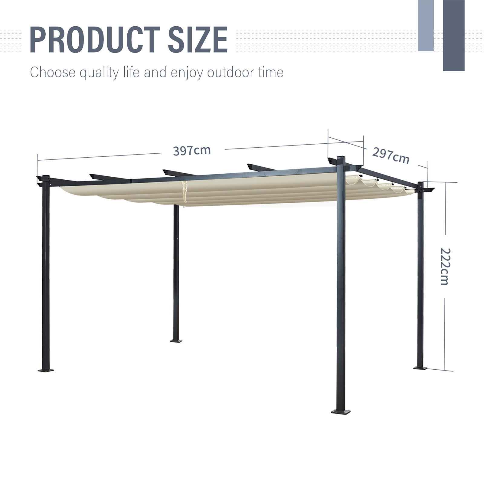 acorn 4m x 3m rectangular pergola in creamy white