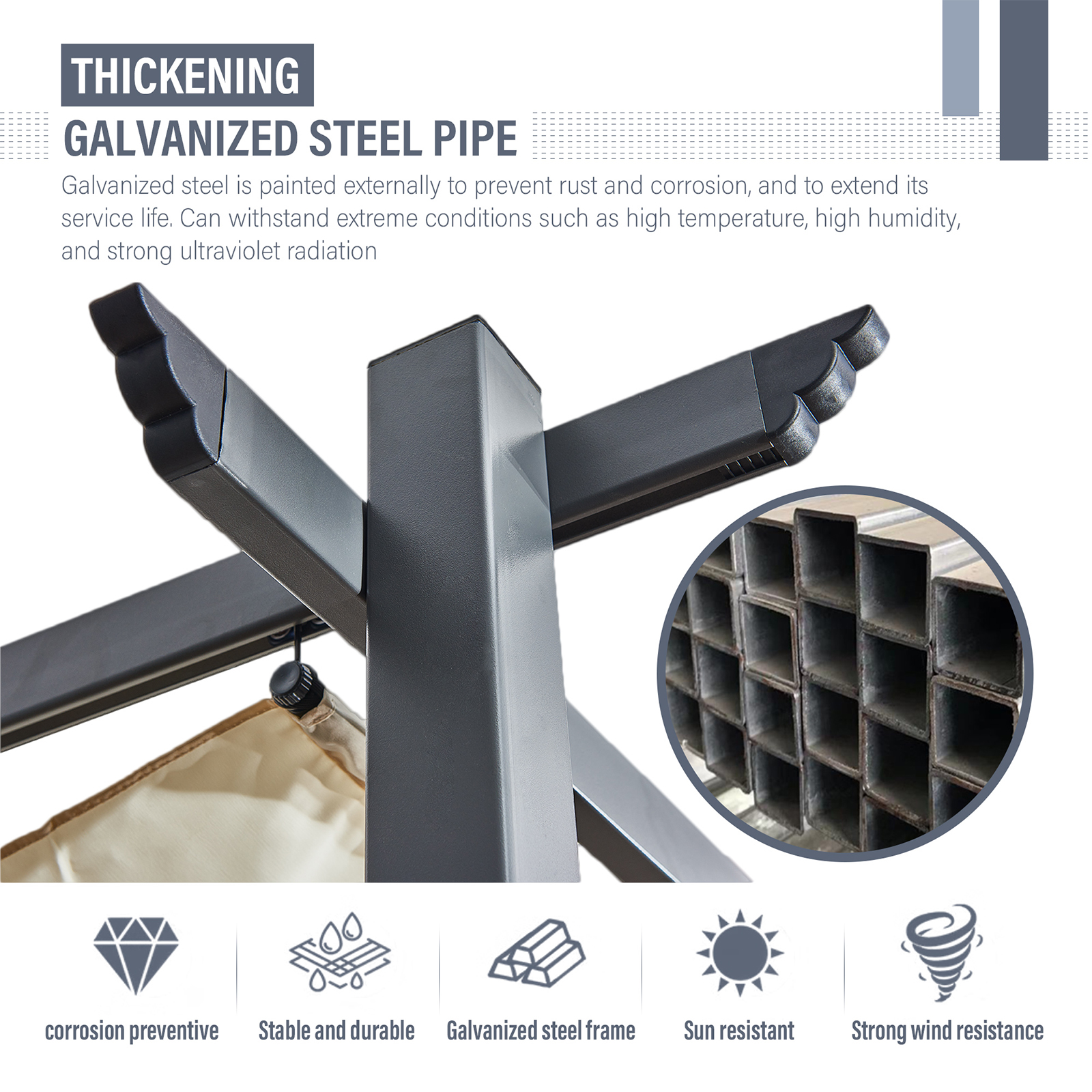 acorn 4m x 3m rectangular pergola in creamy white
