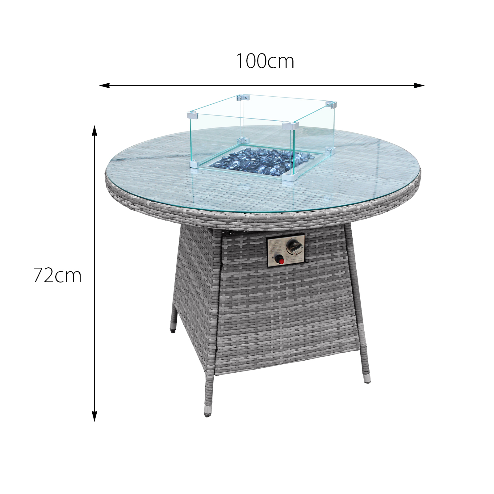 windsor rattan 6 seat firepit dining set in mixed grey