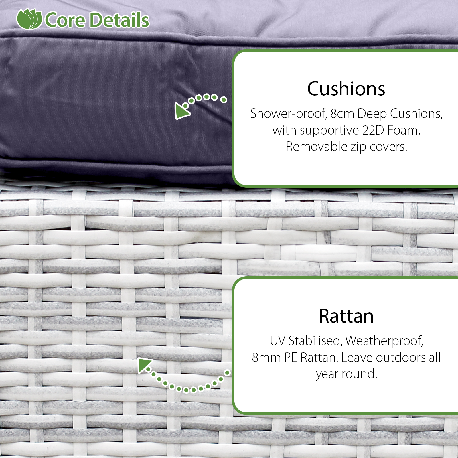 malta rattan 10 seat firepit u shape sofa set in sandy white with deep purple cushions