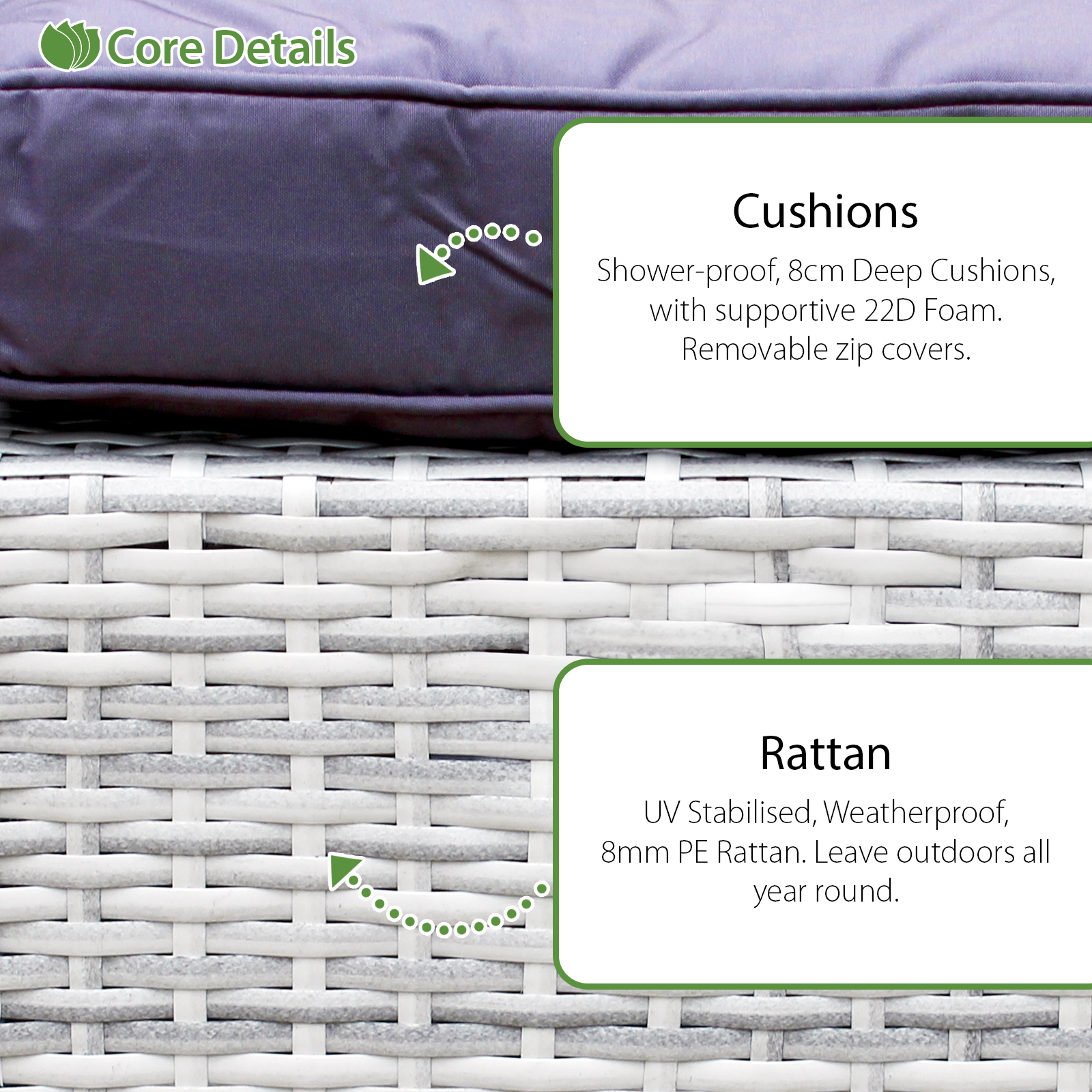 malta rattan 10 seat firepit u shape sofa set in sandy white with deep purple cushions