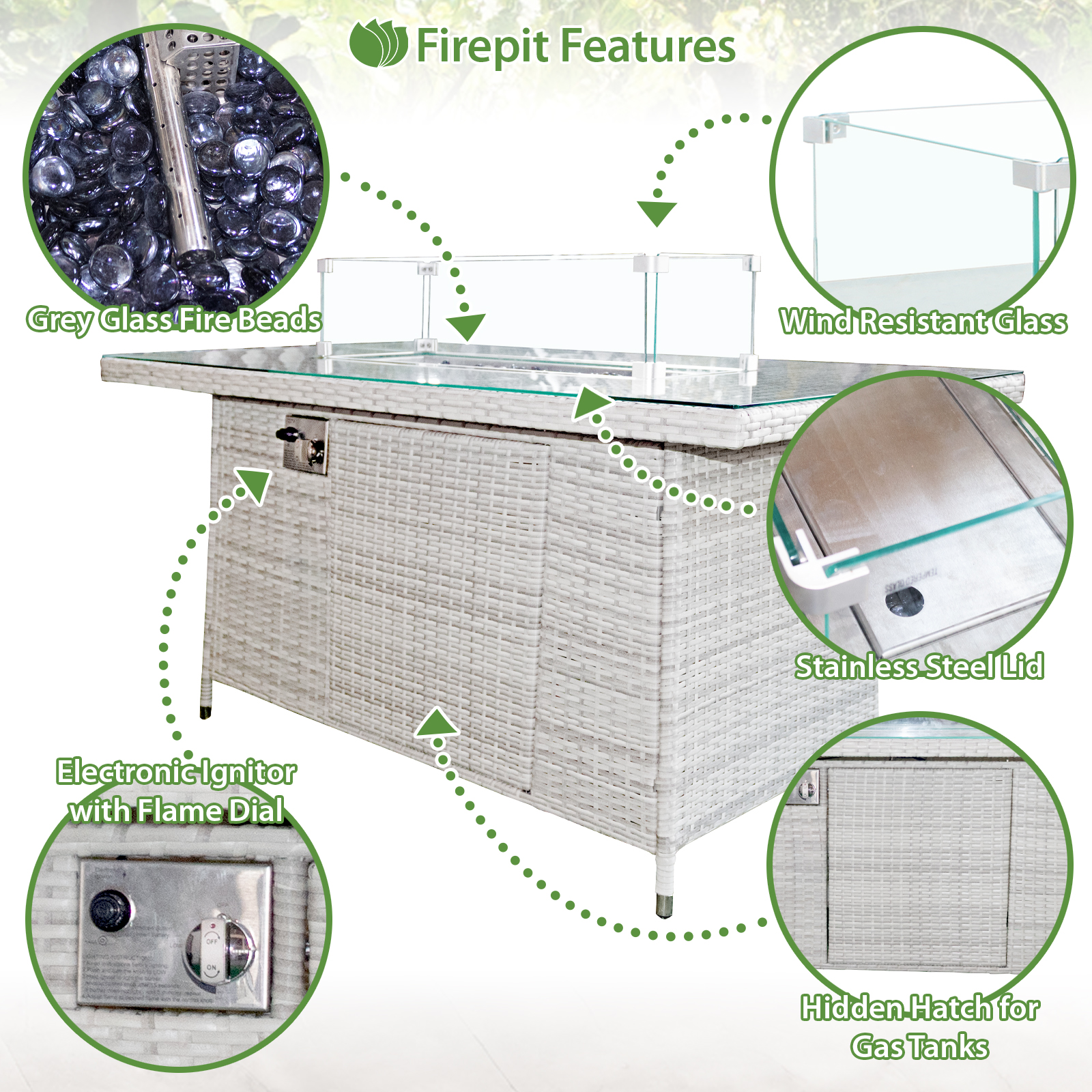 malta rattan 10 seat firepit u shape sofa set in sandy white with deep purple cushions
