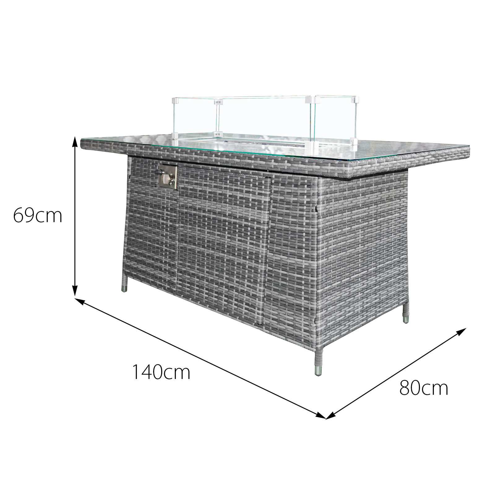 malta rattan 9 seat firepit u shape sofa set in mixed grey with grey cushions