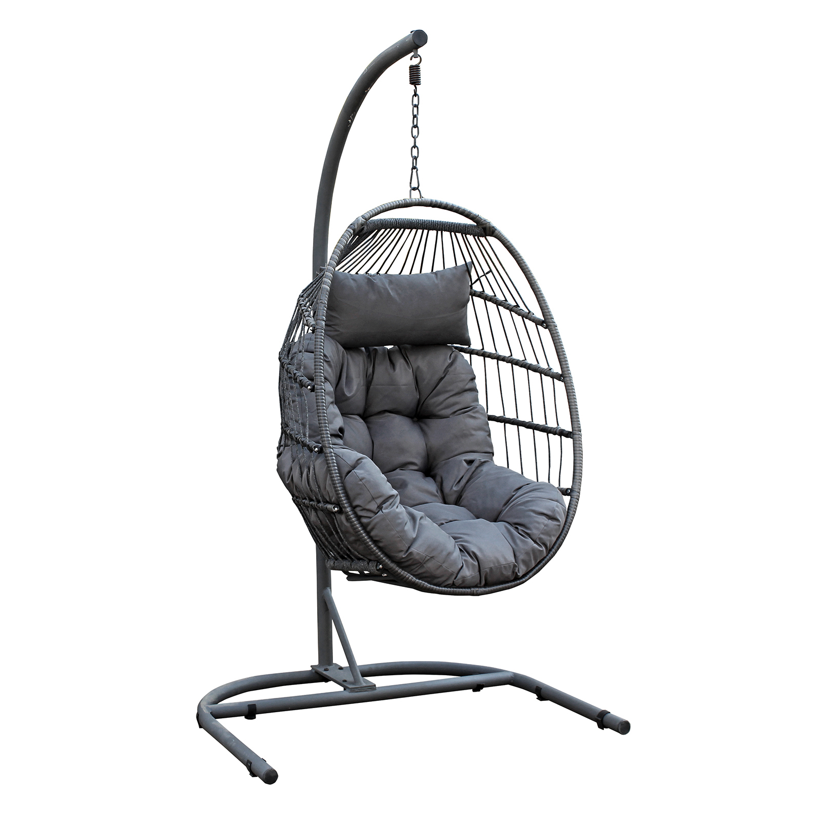 bali rattan hanging egg chair in mixed grey