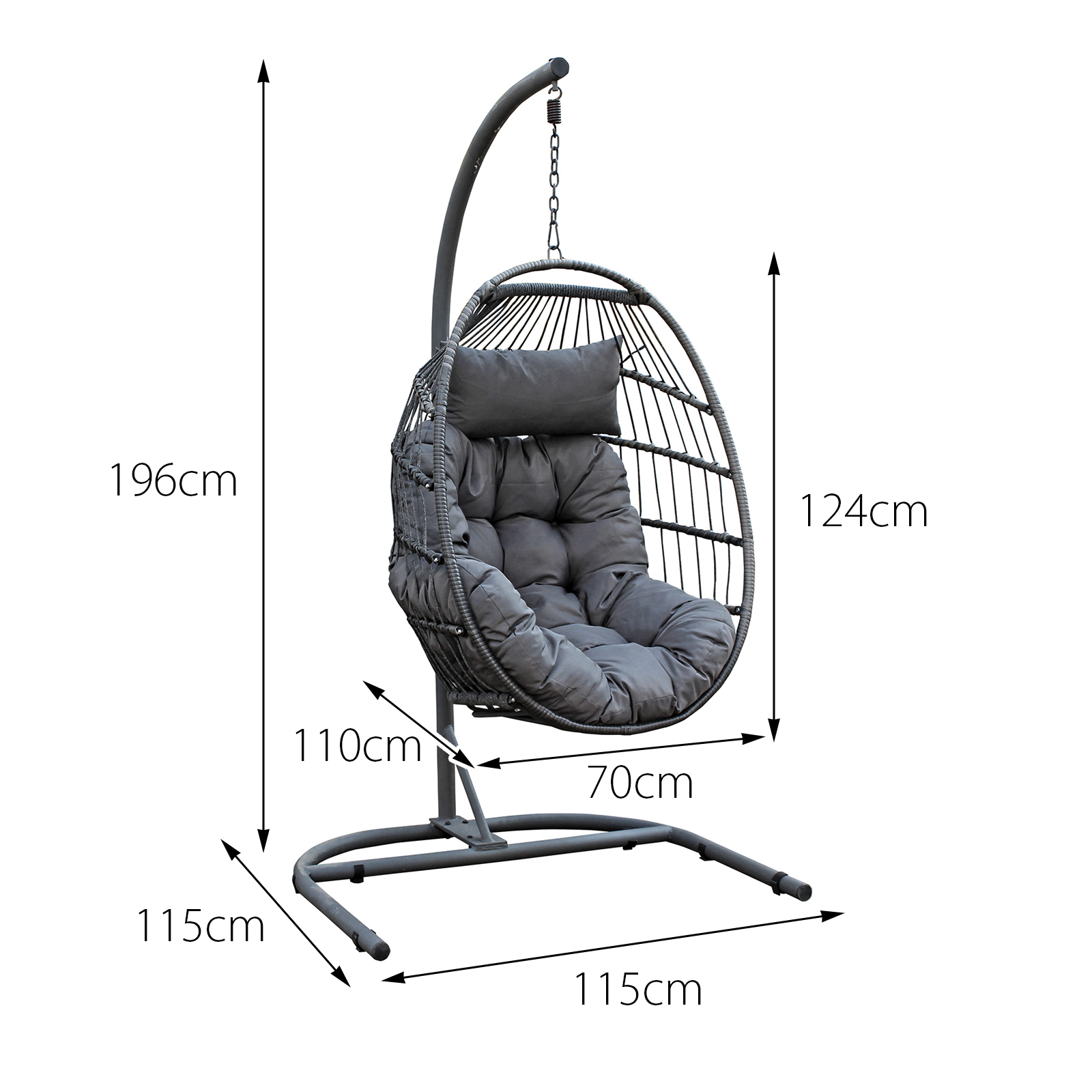 bali rattan hanging egg chair in mixed grey