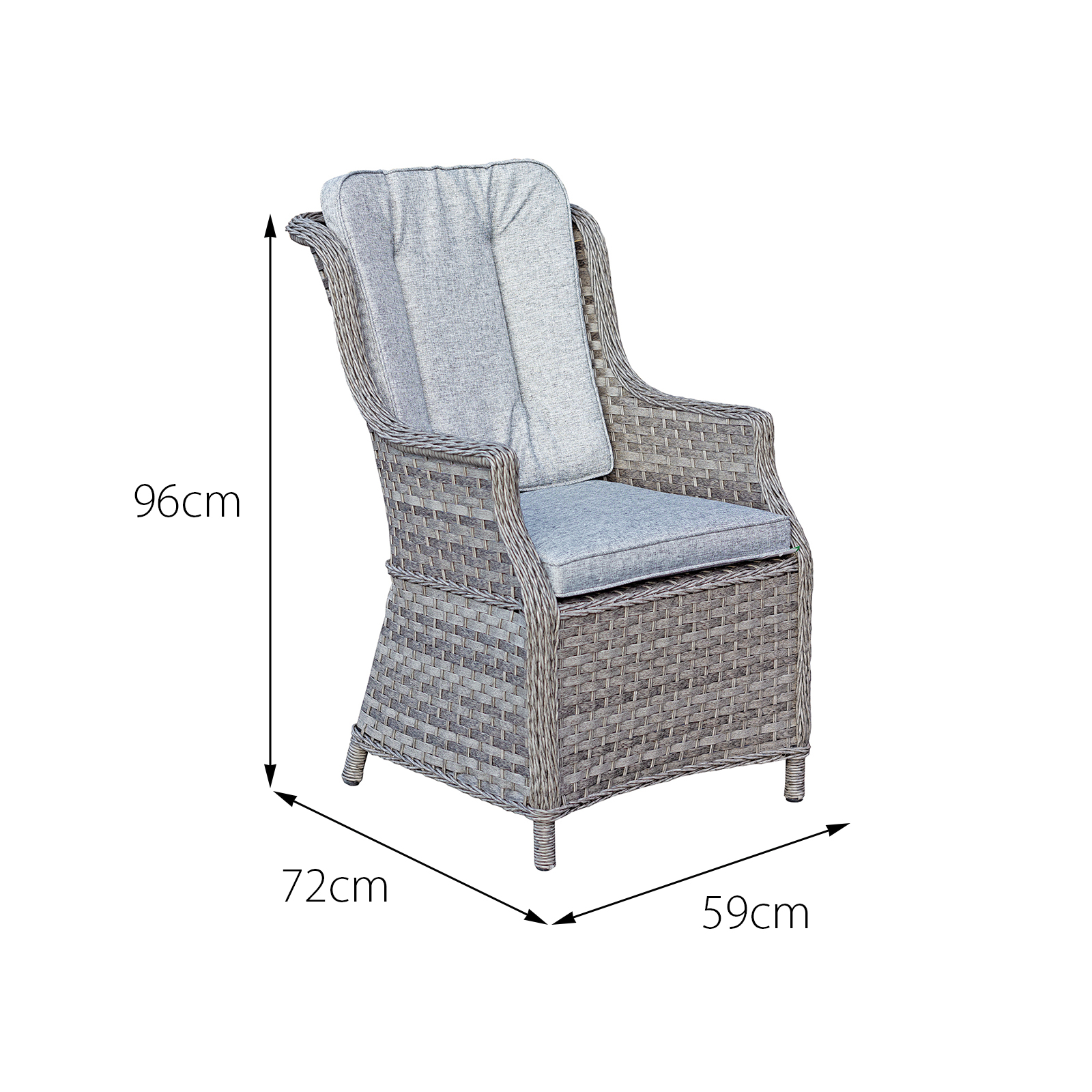 knightsbridge xl rattan dining chair in chic grey