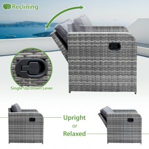 amalfi rattan 8 seat firepit sofa set in mixed grey