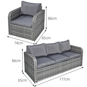 amalfi rattan 8 seat firepit sofa set in mixed grey