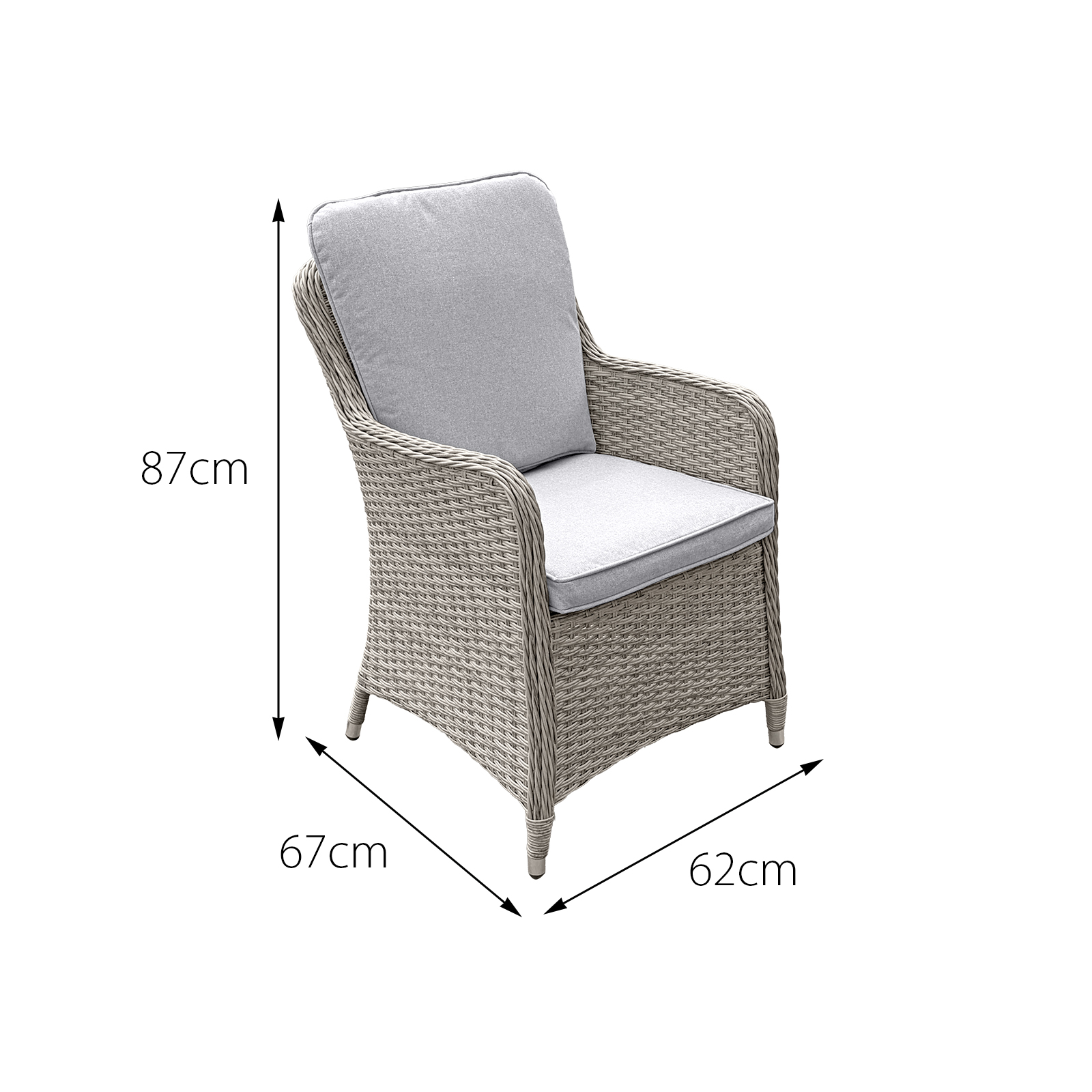 hampton rattan 2 seat bistro set in dove grey with light grey cushions
