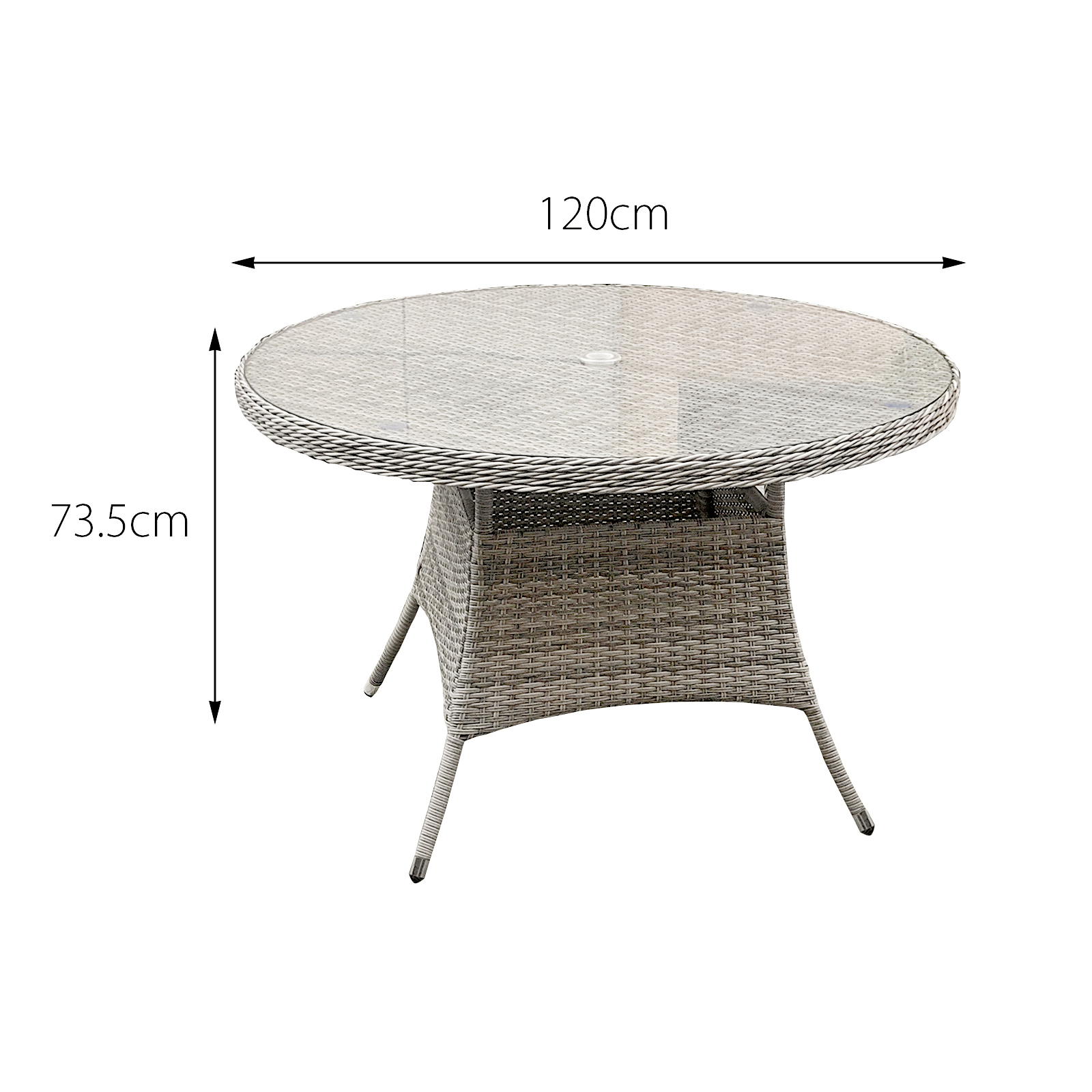 hampton rattan 4 seat dining set in dove grey with light grey cushions