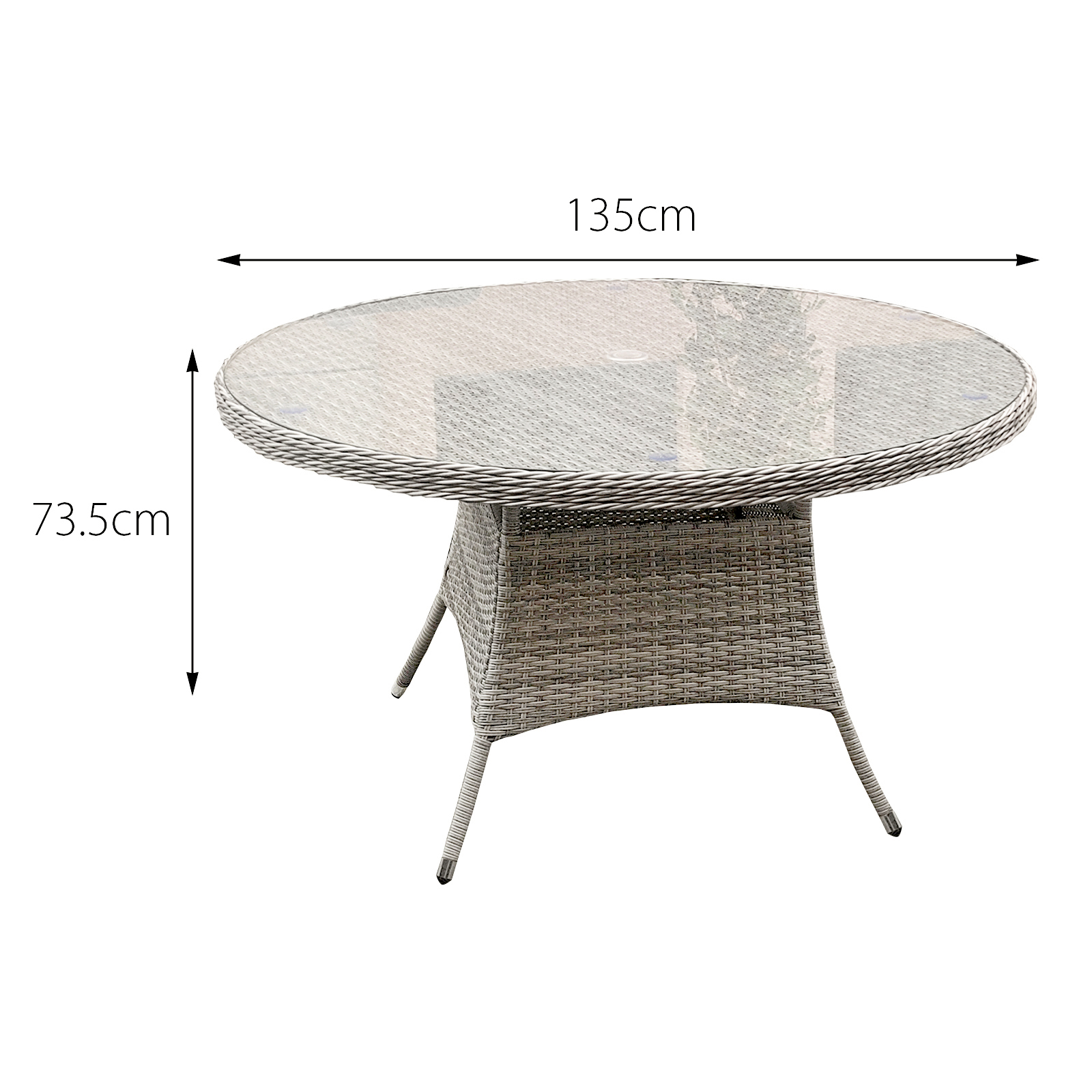 hampton rattan 6 seat dining set in dove grey with light grey cushions