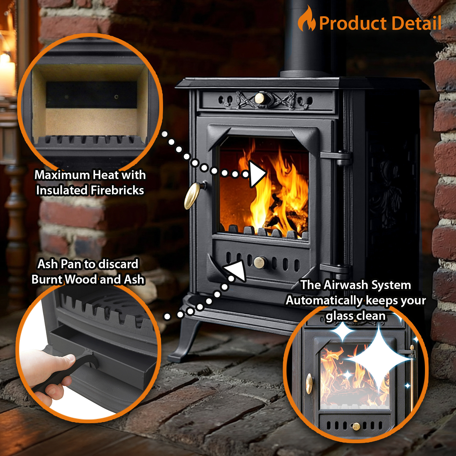 berlin 7kw cast iron wood and charcoal burning stove